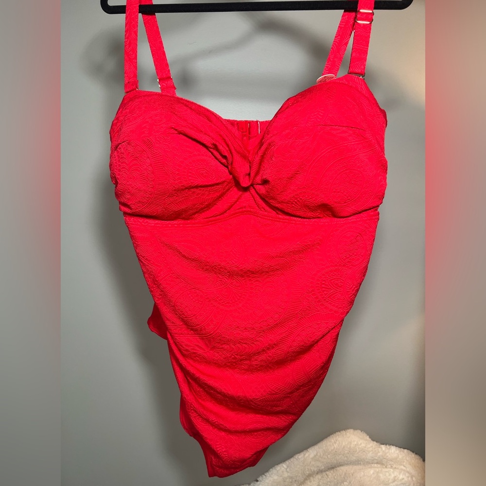 ArteSands Red Aria Botticelli Multifit Cup Sz 16 Retro Pinup Swimsuit Underwire